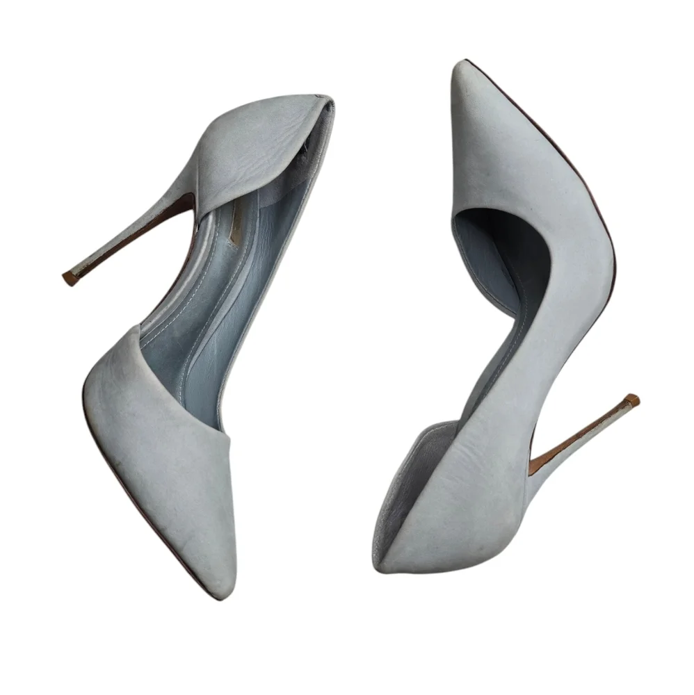 Schutz Rita D'orsay Light Blue Pointy Toe Suede High Heels 6B - Picture 4 of 9
